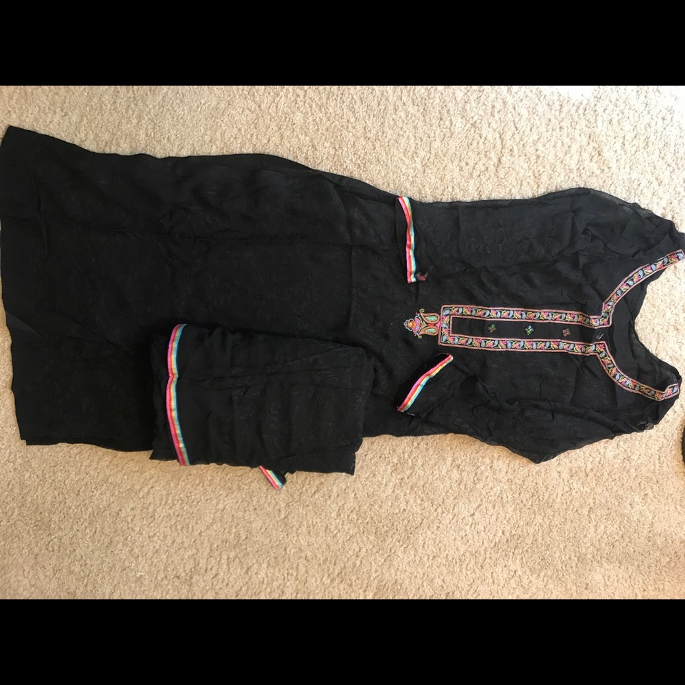 2 piece embroidered chiffon shirt dopatta